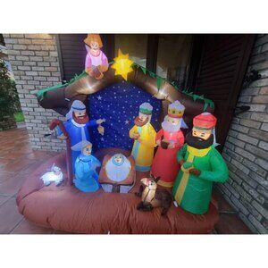 🆕7FT Christmas Inflatable Nativity Scene LED Light Yard Outdoor Decorations